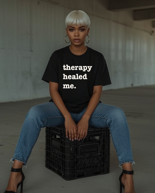Therapy Healed Me Unisex T-Shirt - Black Writing