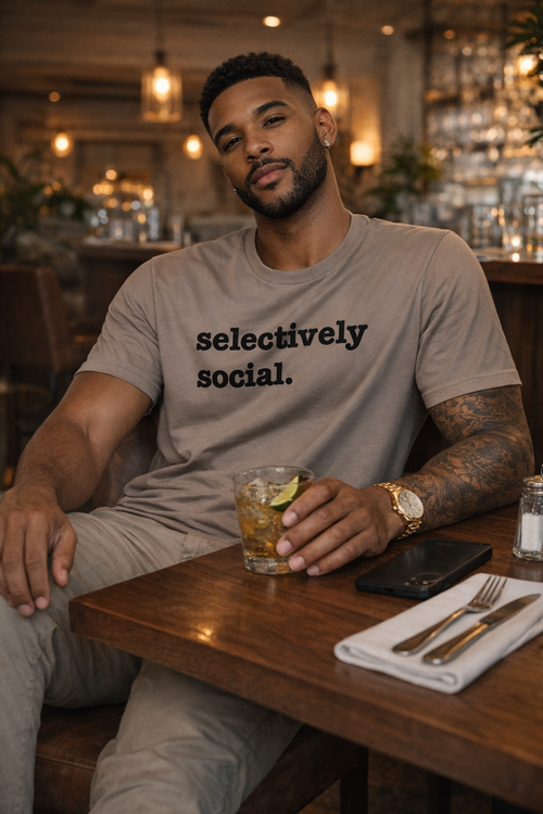 Selectively Social Unisex T-Shirt - Black Writing