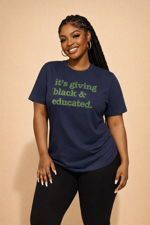 It's Giving Black & Educated Unisex T-Shirt - Green Writing