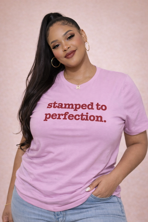 Stamped To Perfection Unisex T-Shirt - Red Writing
