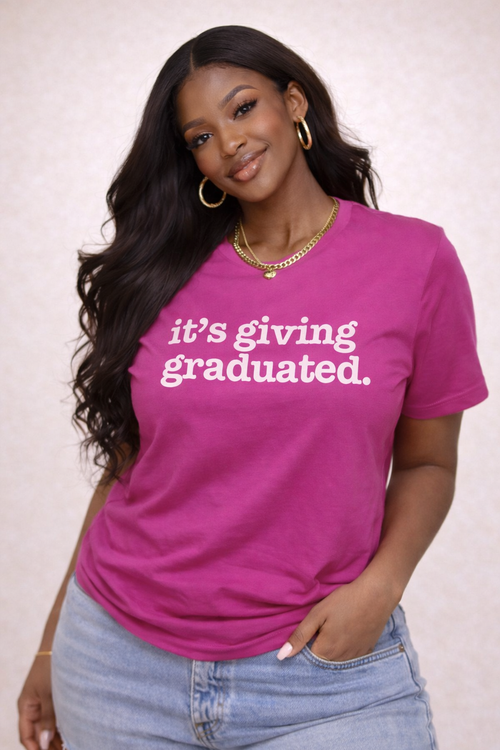 It's Giving Graduated Unisex T-Shirt - White Writing