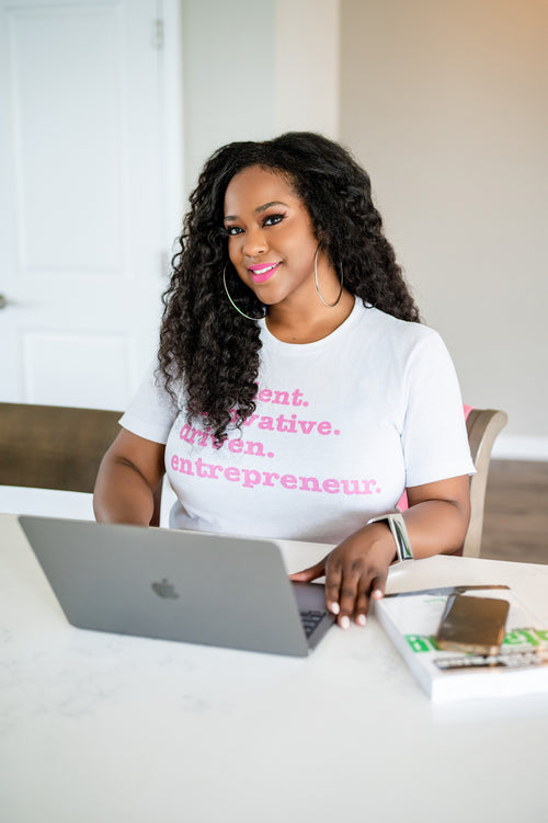 Resilient. Innovative. Driven. Entrepreneur Unisex T-Shirt - Pink Writing