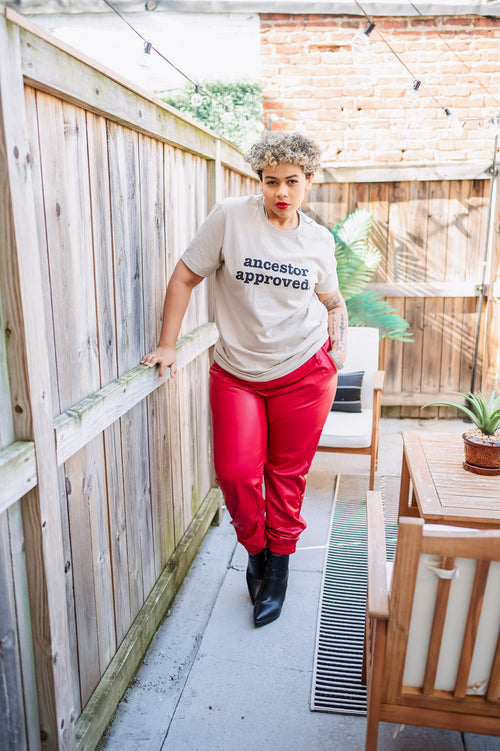 Ancestor Approved Unisex T-Shirt - Black Writing