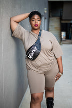 Black Leather Modernish Fanny Pack