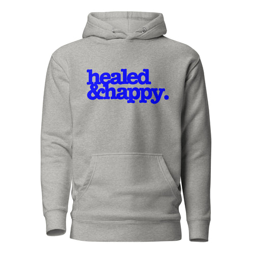 Health & Happy Unisex Hoodie - Blue Writing