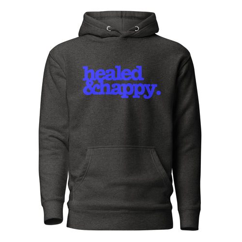 Health & Happy Unisex Hoodie - Blue Writing