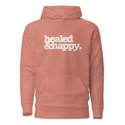 Healed & Happy Unisex Hoodie - White Writing