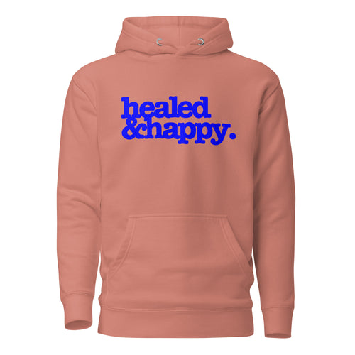 Health & Happy Unisex Hoodie - Blue Writing