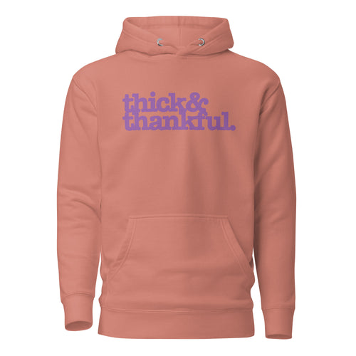 Thick & Thankful Unisex Hoodie - Lavender Writing