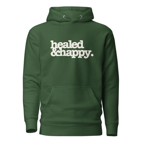 Healed & Happy Unisex Hoodie - White Writing