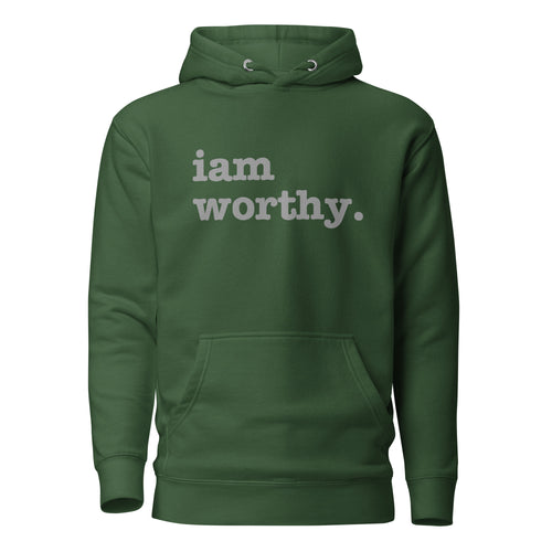 I Am Worthy Unisex Hoodie - Gray Writing