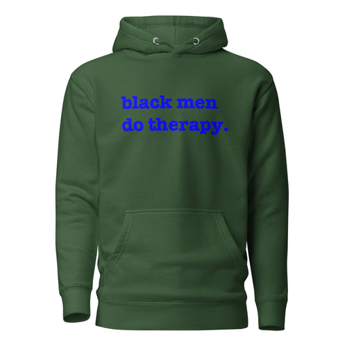 Black Men Do Therapy Unisex Hoodie - Blue Writing