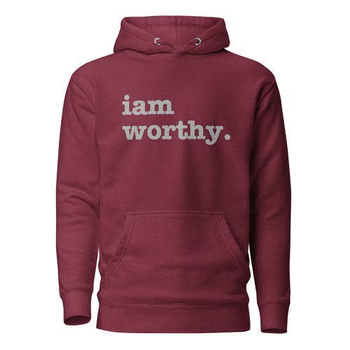 I Am Worthy Unisex Hoodie - Gray Writing