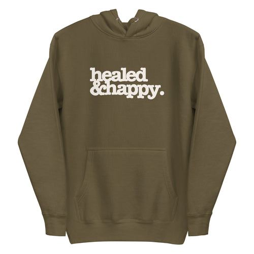 Healed & Happy Unisex Hoodie - White Writing