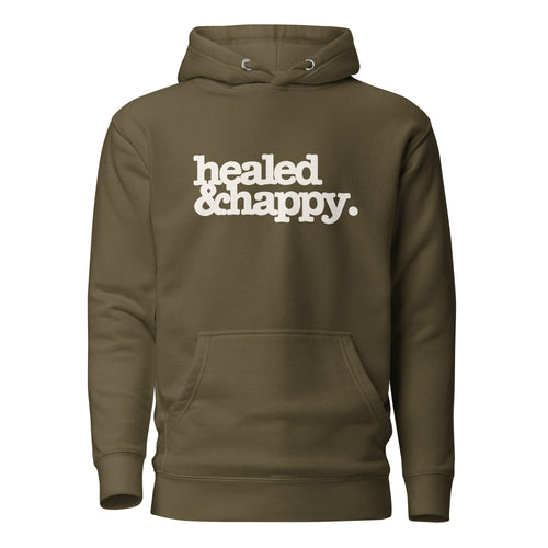 Healed & Happy Unisex Hoodie - White Writing