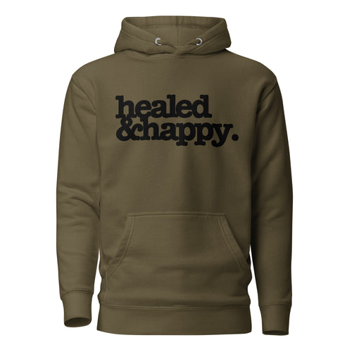 Health & Happy Unisex Hoodie - Black Writing