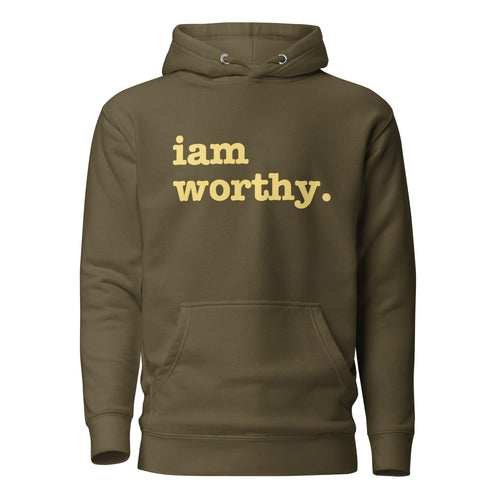 I Am Worthy Unisex Hoodie - Yellow Writing