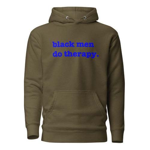 Black Men Do Therapy Unisex Hoodie - Blue Writing