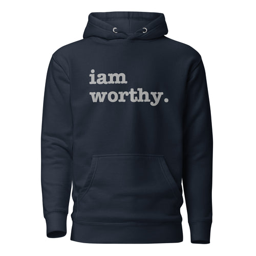 I Am Worthy Unisex Hoodie - Gray Writing