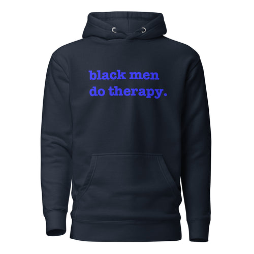Black Men Do Therapy Unisex Hoodie - Blue Writing