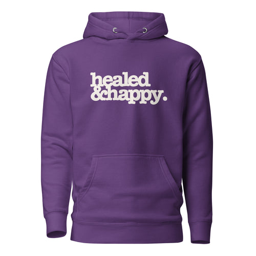 Healed & Happy Unisex Hoodie - White Writing