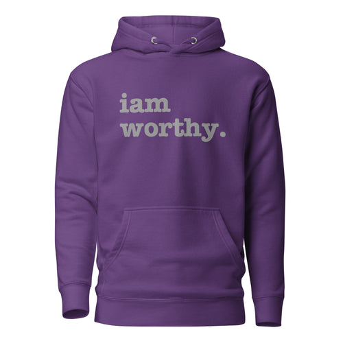 I Am Worthy Unisex Hoodie - Gray Writing