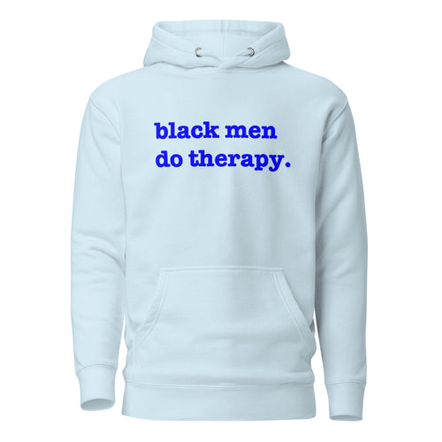 Black Men Do Therapy Unisex Hoodie - Blue Writing