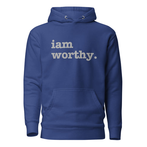 I Am Worthy Unisex Hoodie - Gray Writing