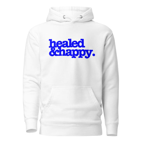 Health & Happy Unisex Hoodie - Blue Writing