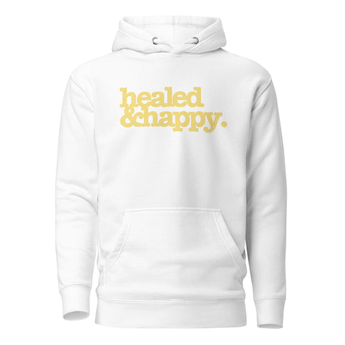 Healed & Happy Unisex Hoodie - Yellow Writing