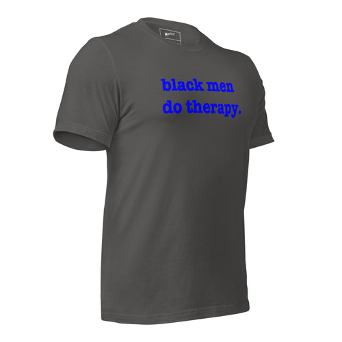 Black Men Do Therapy T-Shirt - Blue Writing