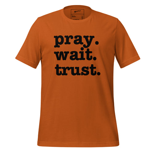 Pray. Wait. Trust. Unisex T-Shirt - Black Writing