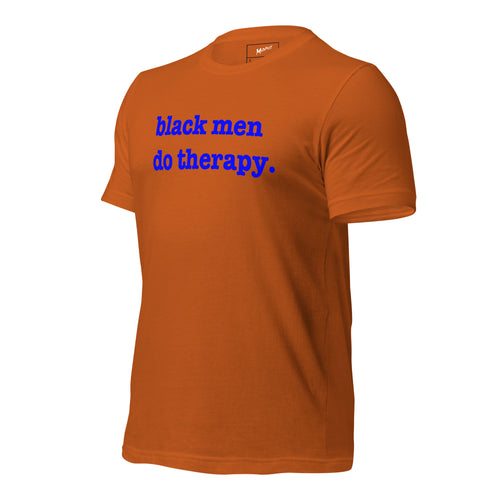 Black Men Do Therapy T-Shirt - Blue Writing