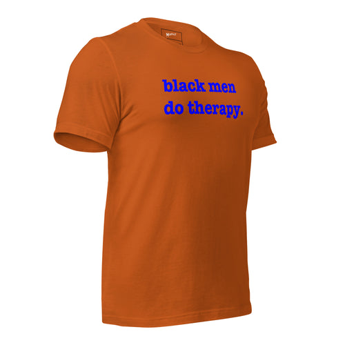 Black Men Do Therapy T-Shirt - Blue Writing