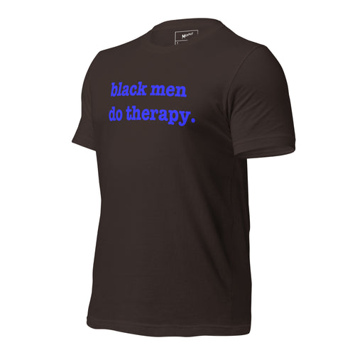 Black Men Do Therapy T-Shirt - Blue Writing