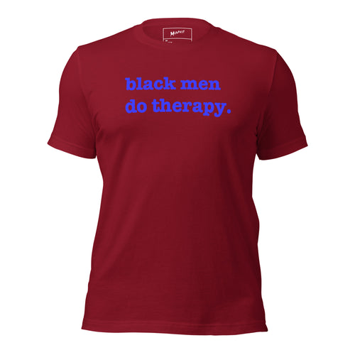 Black Men Do Therapy T-Shirt - Blue Writing