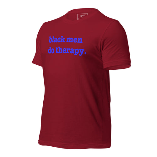 Black Men Do Therapy T-Shirt - Blue Writing