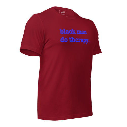 Black Men Do Therapy T-Shirt - Blue Writing