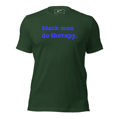 Black Men Do Therapy T-Shirt - Blue Writing