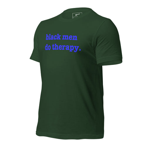 Black Men Do Therapy T-Shirt - Blue Writing
