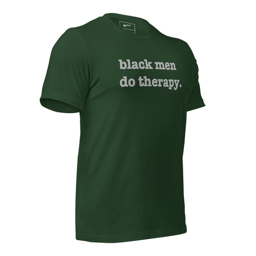 Black Men Do Therapy Unisex T-Shirt - Silver Writing
