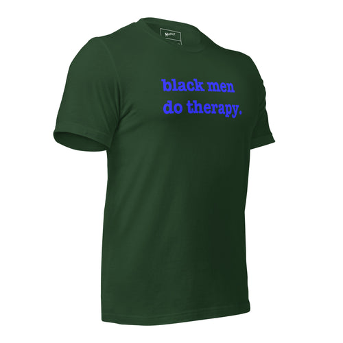 Black Men Do Therapy T-Shirt - Blue Writing