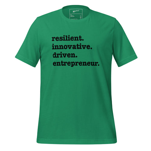 Resilient. Innovative. Driven. Entrepreneur Unisex T-Shirt - Black Writing