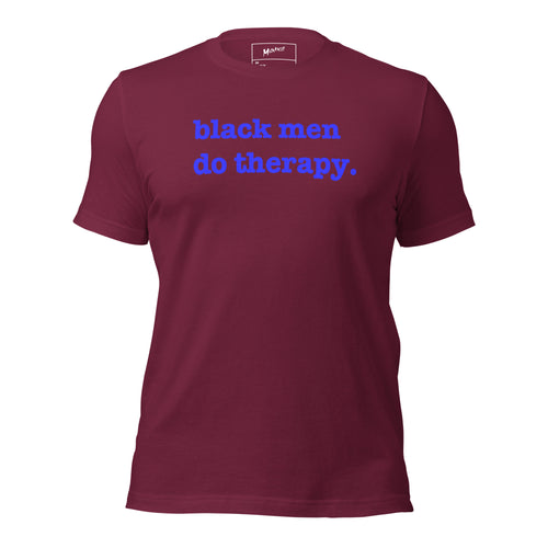 Black Men Do Therapy T-Shirt - Blue Writing