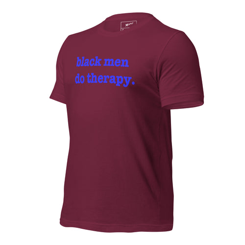 Black Men Do Therapy T-Shirt - Blue Writing
