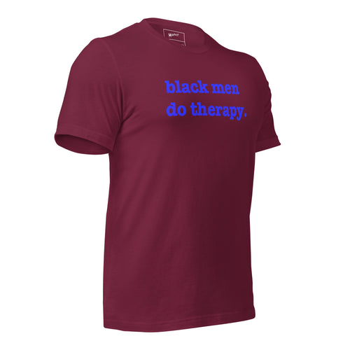 Black Men Do Therapy T-Shirt - Blue Writing