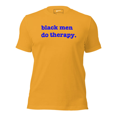 Black Men Do Therapy T-Shirt - Blue Writing