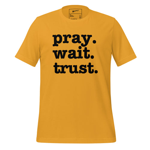 Pray. Wait. Trust. Unisex T-Shirt - Black Writing
