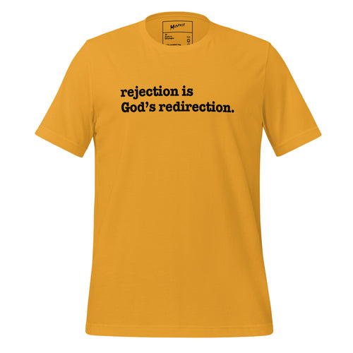Rejection Is God's Redirection Unisex T-Shirt - Black Writing