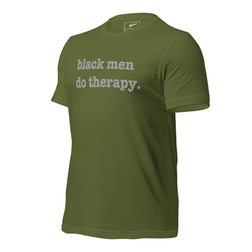 Black Men Do Therapy Unisex T-Shirt - Silver Writing